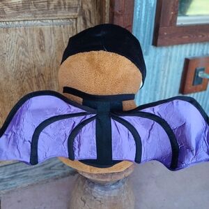 HALLOWEEN PET Costume Purple Black Velcro Adjustable Harness Large Bat Fall